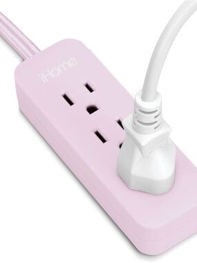 iHome Pastel Pink 3-Outlet Power Strip with Braided Cord
